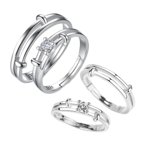 TINEASUR 2 Stück Partner Ringe Silber für Damen Herren Dezenter Index Finger Schmuck Haltbar und Hautfreundlich für Hochzeit Verlobung Jahrestag von TINEASUR