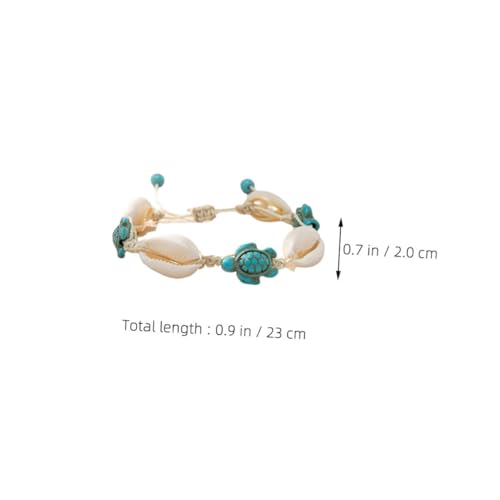 TINEASUR 2 Stück Verstellbares Fußkettchen mit Echten Muscheln und Schildkröten anhänger Handgefertigter Boho Strand Schmuck Naturverbundenes Armband für Damen für Strand und Urlaub von TINEASUR