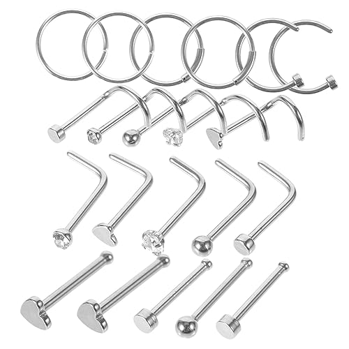 TINEASUR 21 Stck Teiliges Set Nasenringen Silbern Hypoallergen für Damen und Herren Geeignet für Jedes Outfit und Besondere Anlässe Komfortables Tragen von TINEASUR