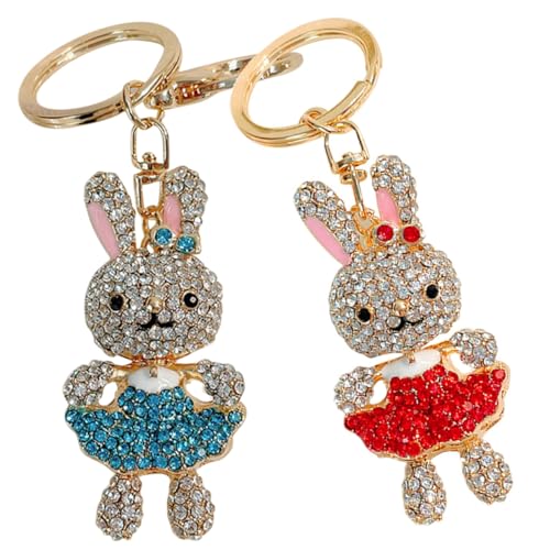 TINEASUR 2stücke Strass-Kaninchen-schlüsselanhänger -häschen-handtaschen- Für Damen Und Mädchen Autoschlüsselanhänger Rucksack-Accessoire von TINEASUR