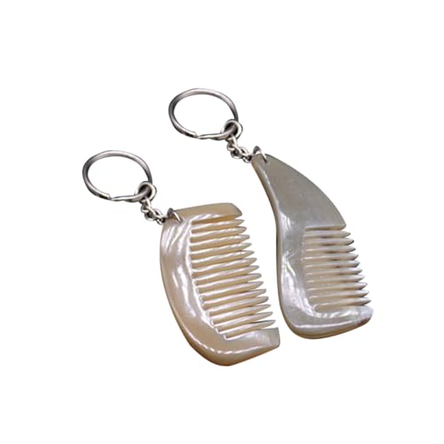 TINEASUR 2 stücke Natürliche Horn Kamm Schlüsselanhänger Kamm Schlüssel mit Griff Mode Mini Tasche Zubehör Zufällige Farbe von TINEASUR