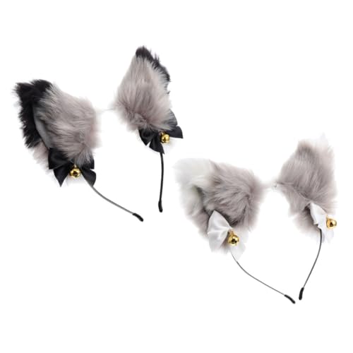 TINEASUR 2stücke Plüsch Tier Ohr Stirnband Mit Glocken Halloween Party Haarreifen Kopfschmuck Für Kostüm Maskenball von TINEASUR