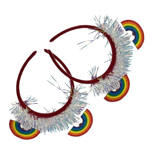 TINEASUR 2er Set Regenbogen Haarreif Buntes Kostü Stirnband Für Damen Und Herren Ideal Für Festivals Partys Und Cosplay Farbenfrohes Haaraccessoire Und Kopfschmuck von TINEASUR