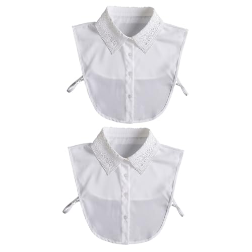 TINEASUR 2st Falscher Kragen Dicker Hemdkragen Spitzenblusen Für Damen Abnehmbarer Gefälschter Kragen Dekorativer Hemdkragen Bluse Gefälschter Kragen Herren-t-shirts Herrenhemd Weiß Chiffon von TINEASUR