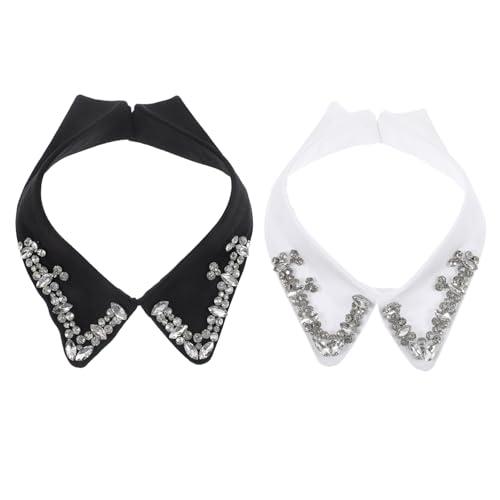 TINEASUR Einzigartiger Blusenkragen Für Damen Modischer Falscher Kragen Mit Strasssteinen Für Partys Und Hochzeiten von TINEASUR