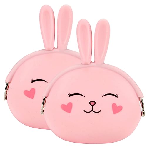 TINEASUR 2stücke Münzbörse Aus Silikon Mit Hase-Design Kleine Geldbörse Für Bargeld Praktische Aufbewahrungstasche Für Mädchen Geeignet Zum Einkaufen Reisen Für Alltag von TINEASUR