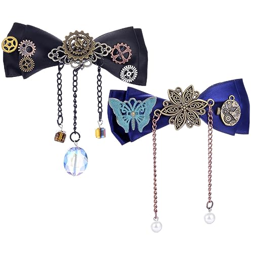TINEASUR 2stücke Teiliges Steampunk Haarschmuck Gears Und Schleife Vintage Haarspangen Für Frauen Für Hochzeiten Partys Und Besondere Anlässe von TINEASUR