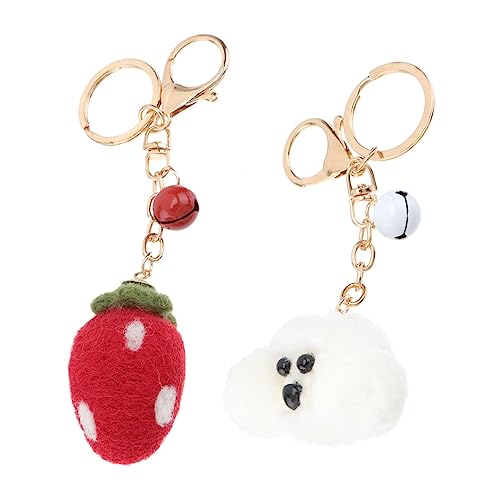 TINEASUR 2st Schlüsselanhänger Hasengeschenk Auto Schlüssel Halter Taschenanhänger Hängende Verzierung Valentinstag Schmuck Schlüsselhalter Fürs Auto Fruchtdekor Wollfilz Rot von TINEASUR