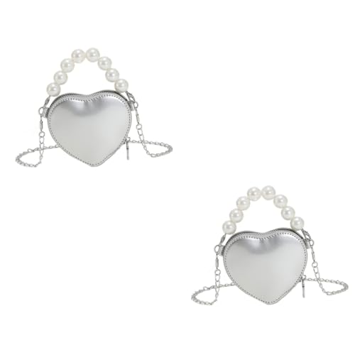 TINEASUR 2stücke Herzförmige Umhängetasche Für Damen Kleine Kette Handtasche Praktischer Shopper Mit Reißverschluss Für Alltag Und Besondere Anlässe Hochwertiges Design von TINEASUR