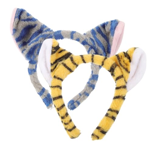 TINEASUR 2stücke Tigerohr-stirnbänder Tierohr-stirnband Niedliches Plüsch-stirnband Cosplay-stirnbänder Für Mädchen Und Damen von TINEASUR