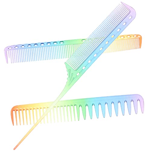 TINEASUR 3 Stück Professionelles Teiliges Barber Comb Hitzebeständig Antistatisch für Friseure Haarschnitt Styling Kamm Salonbedarf Transparent Bunt für Damen und Herren von TINEASUR