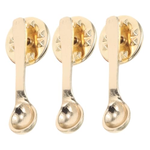 TINEASUR 3 Stücke Kaffeelöffel Legierung Brosche Pin Teelöffelförmige Brosche Abzeichen Anstecknadeln Niedliche Metallabzeichen Für Tasche Hut Kleidung Zubehör von TINEASUR