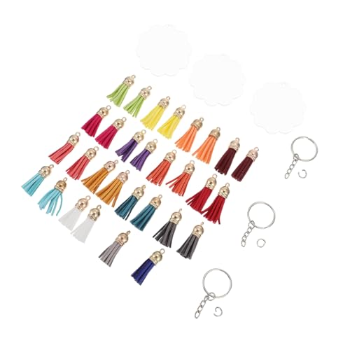 TINEASUR 30stücke Sublimations-schlüsselanhänger DIY- -schlüsselanhänger Mit Anhängerquasten Und Wärmeübertragungs-acrylplatten Für Schlüsseldekoration von TINEASUR