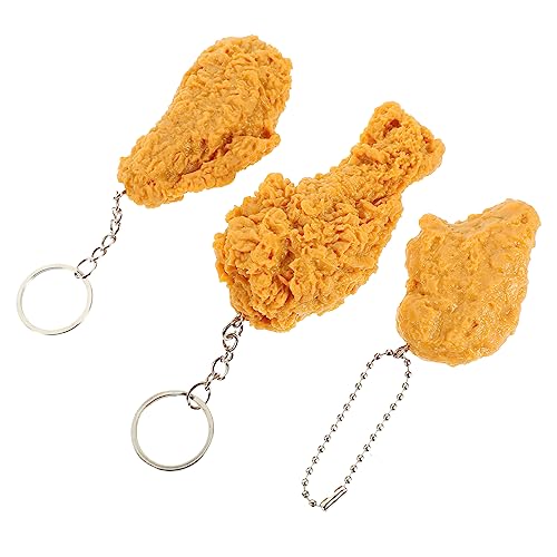 TINEASUR 3 Stücke PVC Huhn Bein Huhn Flügel Keychain Imitation Lebensmittel Keychain Realistische Simulation Für Frauen von TINEASUR