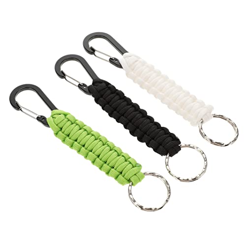 TINEASUR 3st Bergsteigen Schlüsselanhänger Schwarzer Karabiner Im Freien Knoten Schlüsselanhänger Fallschirmschnur Schlüsselanhänger Fallschirm-schlüsselanhänger Segelseil Black Polyester von TINEASUR