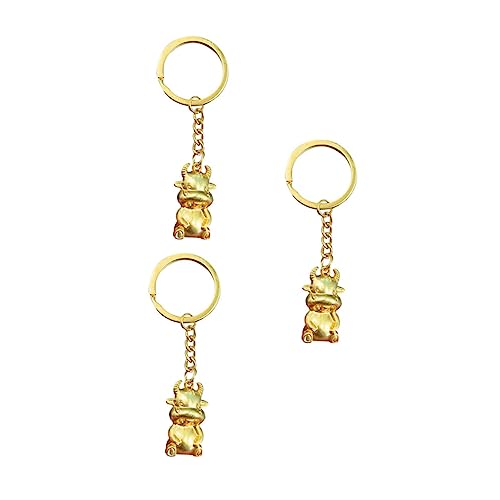 TINEASUR 3st Stier Schlüsselanhänger Auto-schlüsselanhänger Kuh Hängende Dekoration Rucksackzubehör Schlüsselanhänger Figuren Für Kinder Stier-Statue Retro-kuhstatue Zinklegierung Golden von TINEASUR