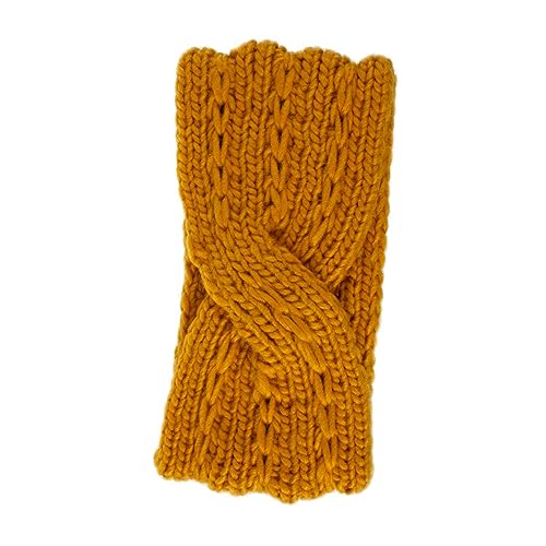 TINEASUR 4 Stück Handgefertigte Wollgarn Stirnbänder Kreuz Haarband Gestrickt Beige Gelb Rosa Grau Damen Winteraccessoire von TINEASUR
