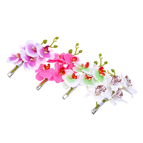 TINEASUR 4stücke Orchideen Haarspangen Künstlicher Phalaenopsis Blumen Haarschmuck Haarclips Für Mädchen Frauen Damen Als Dekoration Für Hochzeit Strand Party von TINEASUR