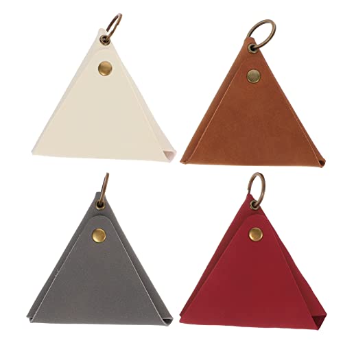 TINEASUR 4stücke Leder Dreiecks Münzbeutel Praktische Aufbewahrung Für Münzen Schlüssel Karten Und Kosmetik Vintage Design Leicht Und Tragbar Für Alltag Und Reisen von TINEASUR