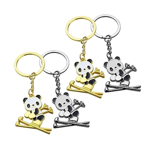 TINEASUR 4 Stück Panda-schlüsselanhänger-zubehör Für Mädchen Goldenes Silbernes Design Sportgeschenk Auto-schlüsselanhänger Für Frauen von TINEASUR