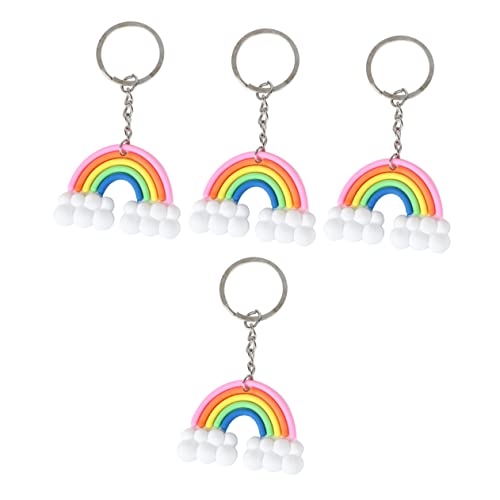 TINEASUR 4 Stück Regenbogen-Schlüsselanhänger Regenbogen-Anhänger-Charms Schlüsselanhänger-Zubehör Schlüsselanhänger selber Machen Cartoon-Schlüsselanhänger Legierung Colorful von TINEASUR