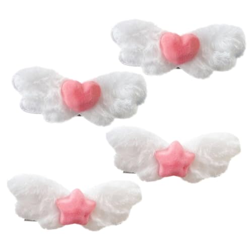 TINEASUR 4 Stück Rutschfeste Haarklammern Flügel-haar-accessoires Haarspangen Für Damen Haarspange Für Dickes Haar Kleine Haarspangen Flügelklammern Für Haare Haarschmuck Stoff Weiß von TINEASUR