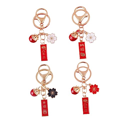 4 Stück Schlüsselanhänger -Ornament Autoanhänger fürs Auto chinesische The Holiday Chinese Zodiac anahtarlık Rinderschlüsseldekor Neujahrsgeschenk Legierung TINEASUR von TINEASUR