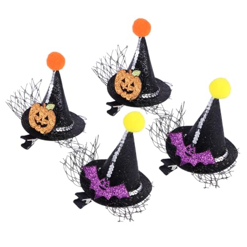 TINEASUR 4 Stück Zauberer Haarnadel Mit Kapuze Mini Mit Hut Haarspange Kleine Mädchen Dutt Clips Für Haare Süße Halloween Haar Accessoires Für Frauen Damen Party Hat Kunstleder von TINEASUR
