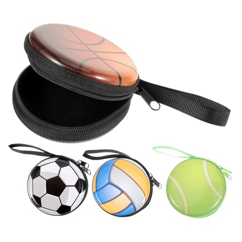TINEASUR 4 Stück Kinder Geldbörse Mit Basketball Volleyball Und Fußball Muster Reißverschluss Münzbeutel Für Jungen Und Mädchen Tragbare Aufbewahrung Für Süßigkeiten Und von TINEASUR