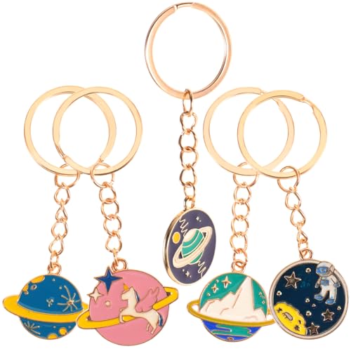 TINEASUR 5stücke Kreative -Themen Schlüssel Kette Decor Legierung Runde Schlüssel Anhänger Cartoon Ring Ornament von TINEASUR