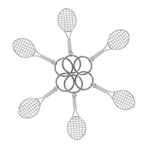 TINEASUR Tennis-schlüsselanhänger Für Damen 6er-Pack Schläger-Charm-schlüsselring-Set Sport-schlüsselanhänger Aus Zinklegierung Für Sammlerteams von TINEASUR