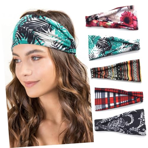 TINEASUR 6stücke Damen Sport Stirnbänder Elastische Bedruckte Haarbänder Für Yoga Laufen Und Fitness Schweißabsorbierend Und Bequem Für Aktive Frauen von TINEASUR