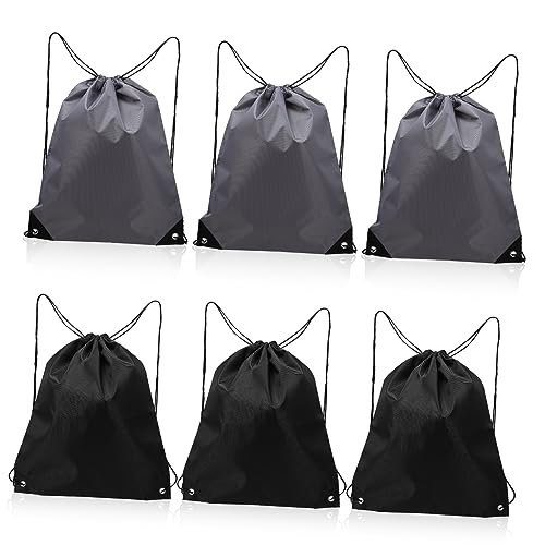 TINEASUR 6stücke Sport-Rucksack Mit Kordelzug Aus Polyester Wasserabweisend Groß Für Handtücher Wasserflaschen Regenschirme Telefon Und Schlüssel Für Fitness Reisen Camping Wandern von TINEASUR