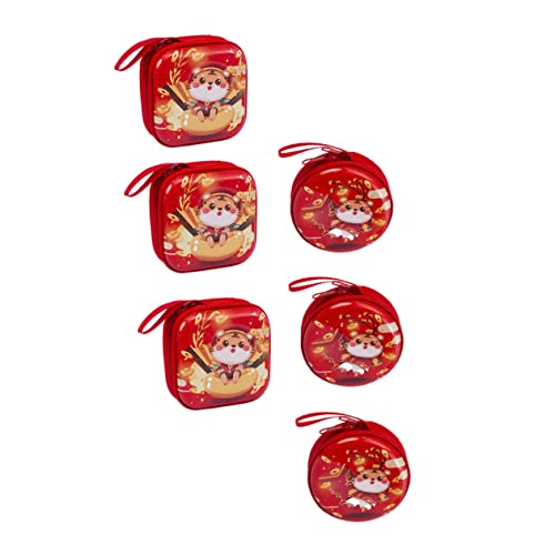 TINEASUR 6stücke Teiliges Tiger-Jahr Münzbeutel Blech Praktische Geldbörse Für Erwachsene Zur Aufbewahrung Von Münzen Earphones Schlüsseln Und Kleinen Gegenständen Zufällige Designs von TINEASUR