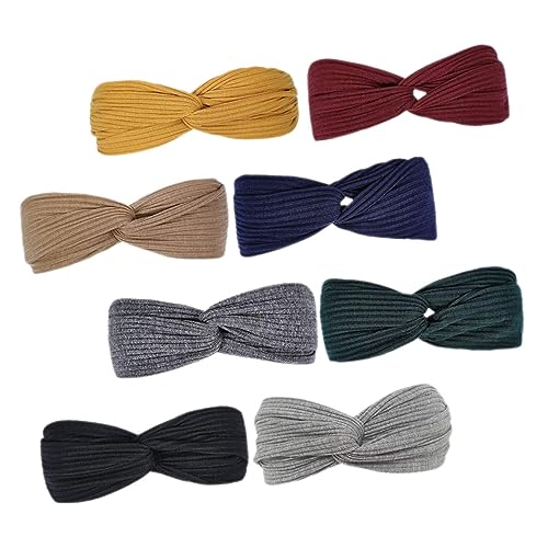 TINEASUR 8stücke Stirnband Gedrehtes Turban-haarband Sportlich Stretchy Schweiß Stirnband Yoga Für Damen von TINEASUR