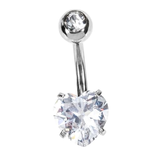 TINEASUR Bauchnabelpiercing Chirurgischem mit Herz Zirkonia Eleganter Bauchnabelring für Damen Vielseitig Einsetzbar für Alltag Party und Besondere Anlässe von TINEASUR