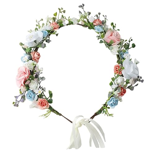 TINEASUR Künstliche Rosen Blumenstirnband Für Hochzeit Braut Kopfschmuck Haarschmuck Maskerade Party Urlaub Stirnband Mädchen Stirnband von TINEASUR