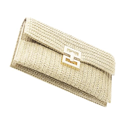 TINEASUR Damen Clutch Tasche aus Gewebtem Material Große Kapazität Geldbörse für Handy Schlüssel Münzen Handtasche für Hochzeit Party Abendveranstaltung Alltag Geeignet Apricotfarben von TINEASUR