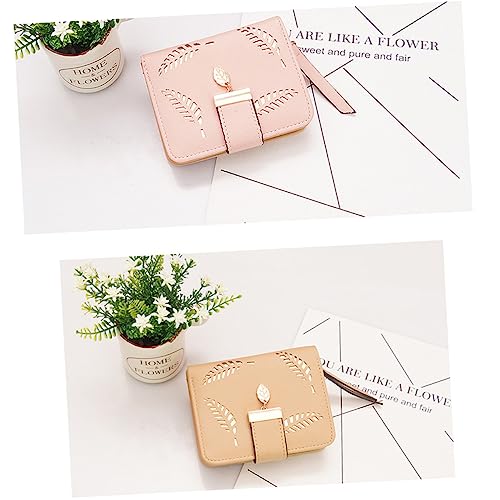 TINEASUR Damen Kurz Geldbörse Pu Reißverschluss Design Mit Hohlblättern Für Karten Münzen Und Kleingeld Kleine Geldtasche Zartem Rosa Für Und Mädchen von TINEASUR