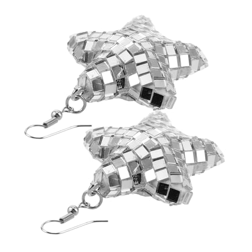 TINEASUR Disco Ball Ohrstecker Damen Leicht Glaskristall Geometrisch Spiegelnder Fünfzackiger Stern Modisch Tanzparty Schmuck von TINEASUR