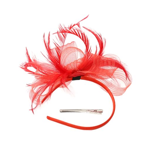 TINEASUR Eleganter Tea Party Hut mit Netz und Federn Vielseitiger Haarschmuck für Damen Leichter Fascinator mit Abnehmbarem Clip für Hochzeiten Garten und Cocktailpartys von TINEASUR