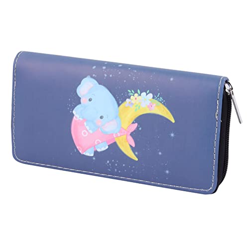 TINEASUR Elephant Printed Pu Geldbörse Für Damen Lange Clutch Mit Reißverschluss Stilvolle Brieftasche Für Schule Und Büro Pu- Geldbörse Mit Mehreren Fächern von TINEASUR