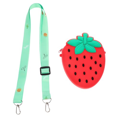 TINEASUR Erdbeer-Umhängetasche aus Silikon Erdbeere Handtasche Trendige Geldbörsen erdbeer Tasche Geldbeutel Handytasche Kinder Tasche kindertasche Münzbeutel dekorative Münztasche Stoff von TINEASUR