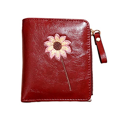 TINEASUR Faltbare Damen-geldbörse Mit Blumenmuster Kurz Reißverschluss Wechseltasche Pu-Tasche Kompakt Platz Für Visitenkarten Bargeld Und Kleine Gegenstände von TINEASUR