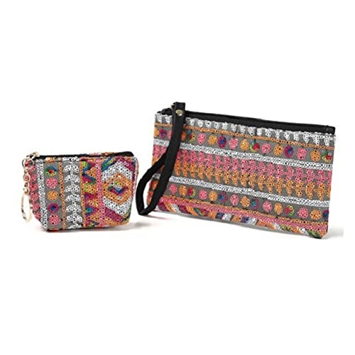 TINEASUR Pailletten-geldbörse Mit Reißverschluss Geometrische Clutch Mini-Geldbeutel Für Damen Aufbewahrungstasche Handtasche Für Mädchen Und Frauen von TINEASUR