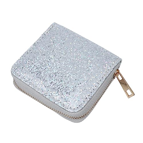 TINEASUR Kleine Geldbörse Mit Silbernem Glitzermuster Aufbewahrungstasche Mit Reißverschluss Für Münzen Bargeld Schlüssel Und Kleine Accessoires Geeignet Zum Einkaufen Arbeiten Und Ausgehen von TINEASUR