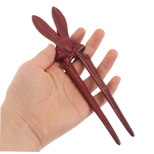 TINEASUR Haarnadeln: Retro U-förmige Haarnadeln Mit Hasen-design - Vintage Handgefertigte Haarstäbe Holz - Haarnadel Im Asiatischen Stil Für Duttfrisuren von TINEASUR