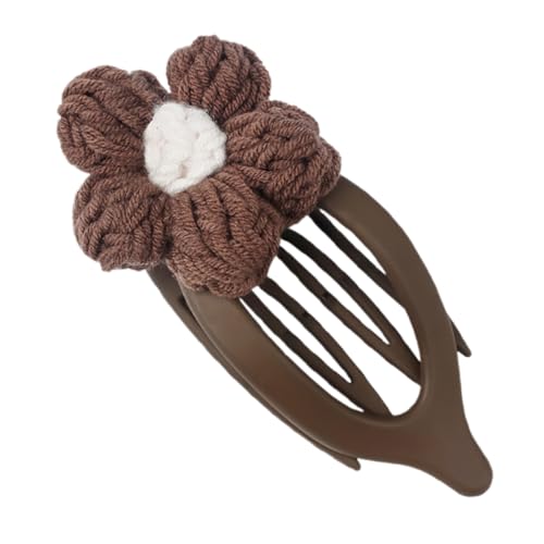 TINEASUR Häkelblumen Haarspange aus Weichem Strickgarn Starker Dutt Haarclip für Dünnes und Dickes Haar Rutschfeste Entenmaulklammer Vielseitiges Hawaiianisches Haaraccessoire für Damen von TINEASUR