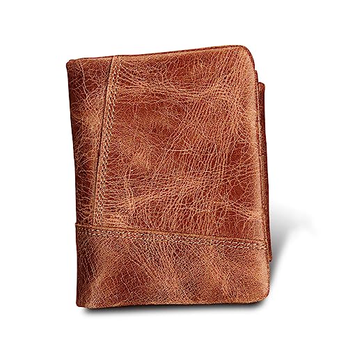 TINEASUR Geldbörse Herren Dreifach Gefaltet Aus Rindsleder Mit Reißverschluss Und Kartenfächern Für Kreditkarten Bargeld Münzen Visitenkarten von TINEASUR