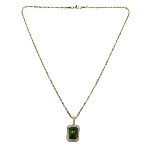 TINEASUR Kette Mit Zirkonanhänger Für Damen Große Halsketten Mit Quadratischem Anhänger Bunte Steine Statement-design Für Freizeit Und Party von TINEASUR